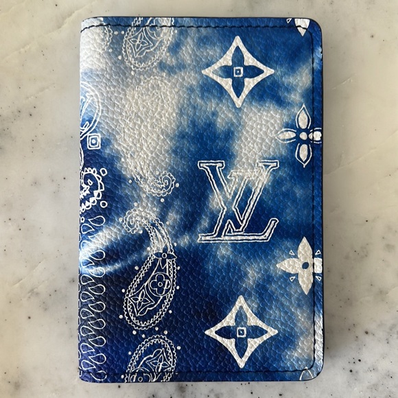 Louis Vuitton Blue Calf Leather Bandanna Monogram Pocket Or… - Picture 1 of 5